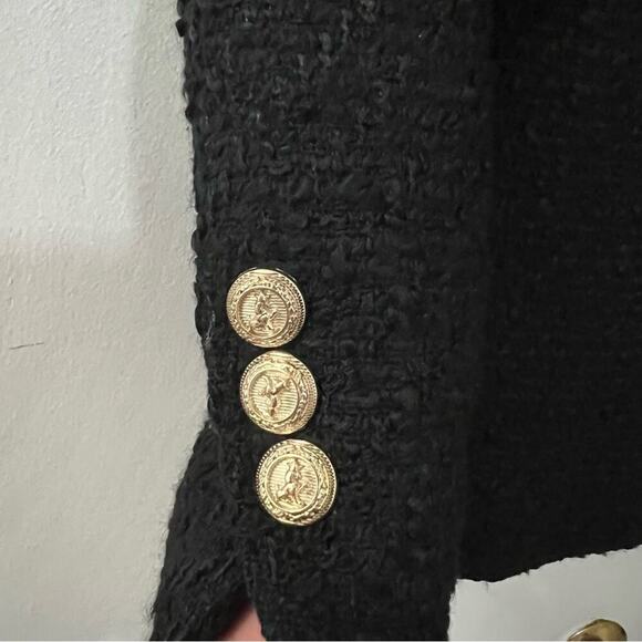 ZARA Black DOUBLE BREASTED TEXTURED WEAVE JACKET XS - Picture 10 of 11